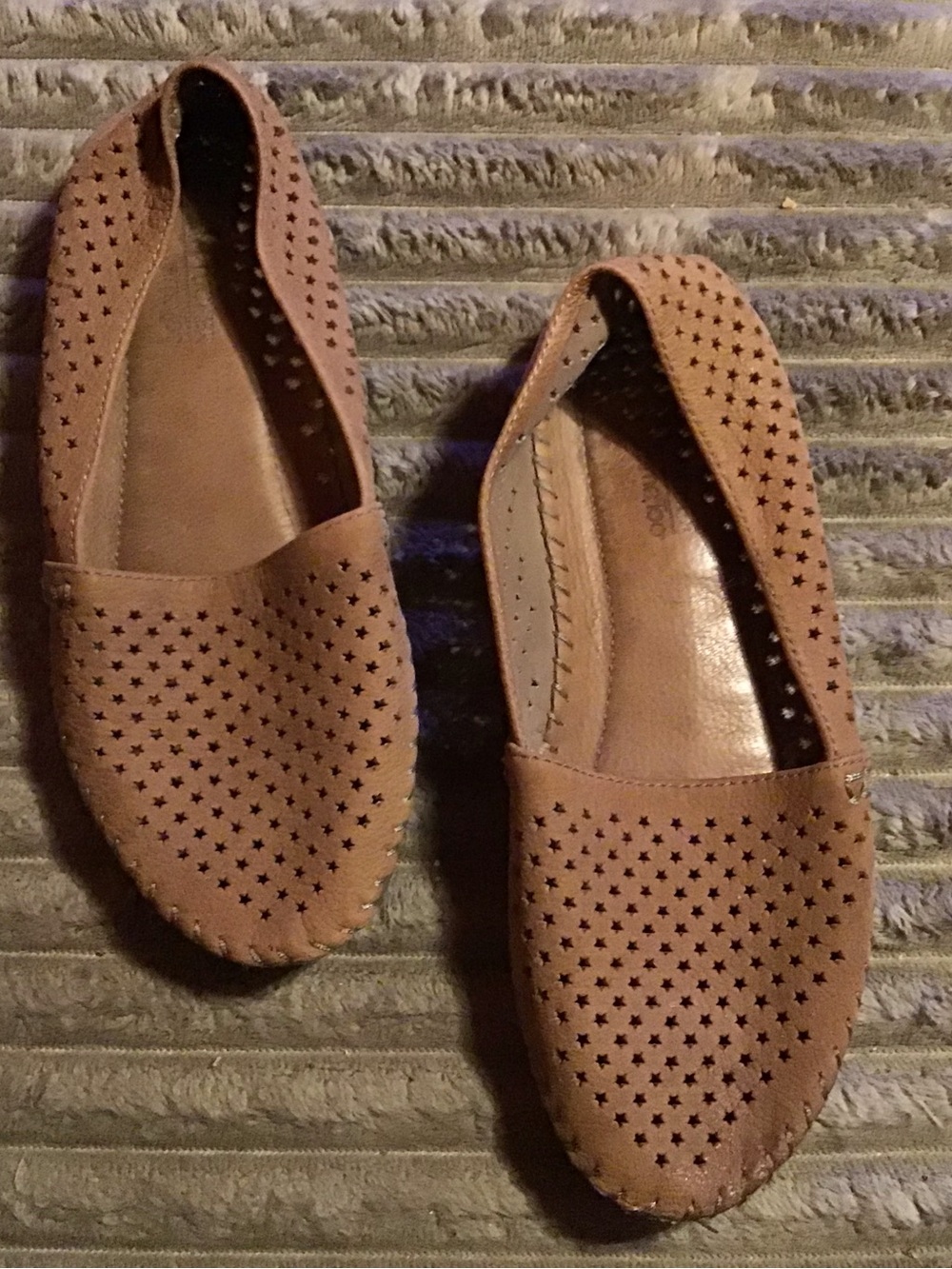 Women's Taupe Perforated Slip-On Flats